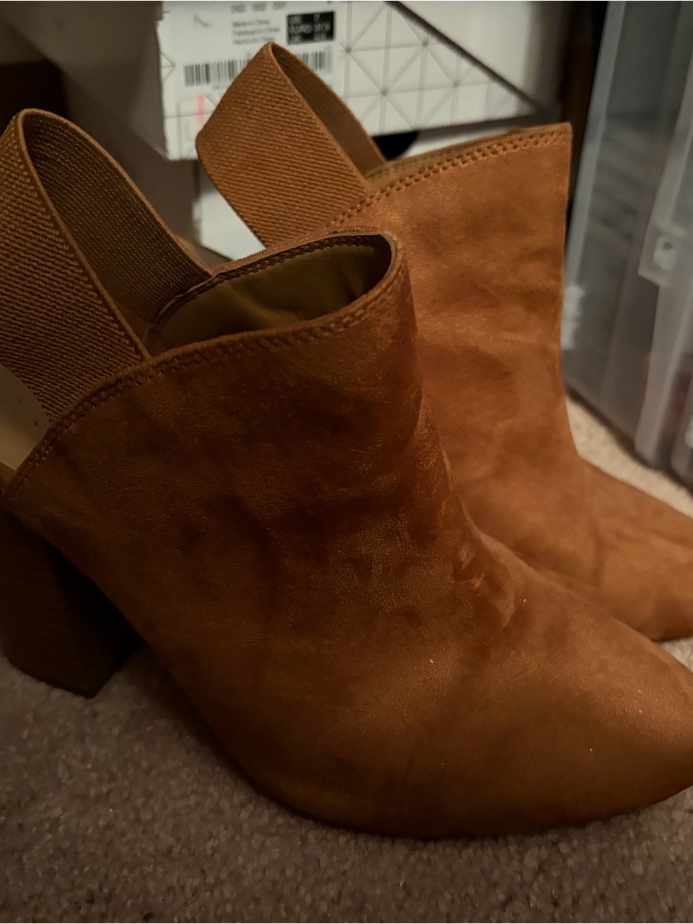 Call It Spring Tan Suede Block Heel Ankle Booties